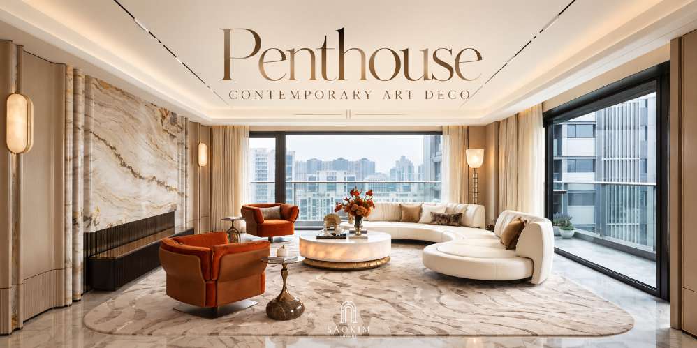 Thiết kế penthouse phong cách Contemporary art deco - Khi gu sống được kể bằng ngôn ngữ của chất liệu